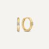 14 Karat Gold Cubic Zirconia Four Prong Huggie Hoops (12 mm) - 1
