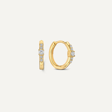 14 Karat Gold Cubic Zirconia Radiance Huggie Hoops (12 mm) - 1
