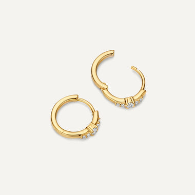 14 Karat Gold Cubic Zirconia Radiance Huggie Hoops (12 mm) - 5