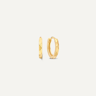 14 Karat Gold Hammered Small Huggie Hoops (10 mm) - 1