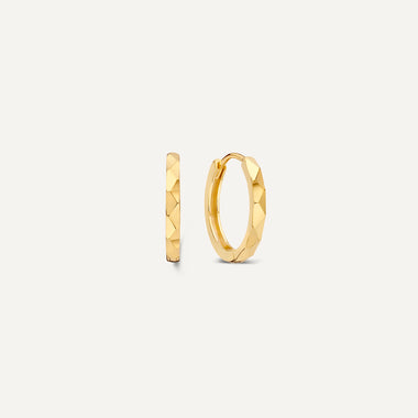 14 Karat Gold Hammered Huggie Hoops (12 mm) - 1