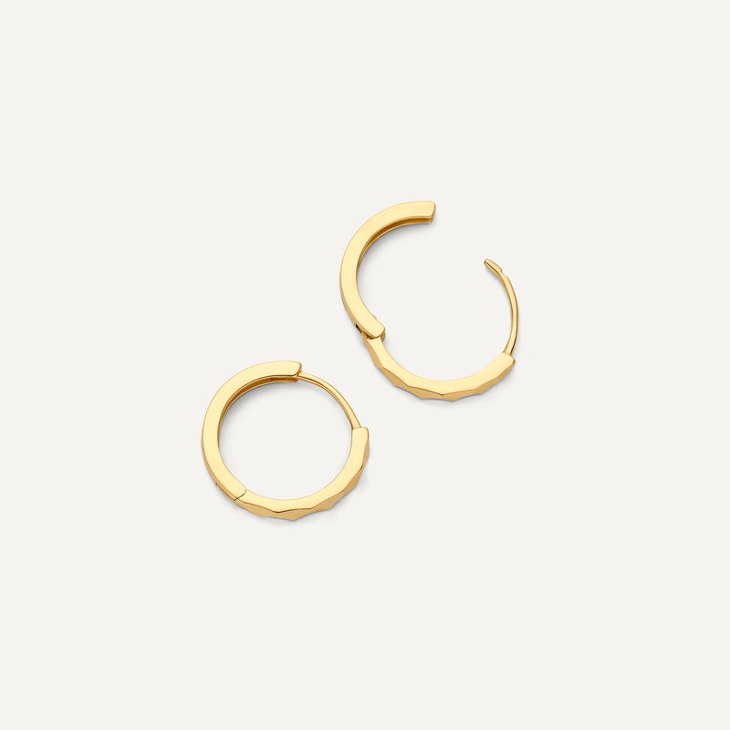 Hammered Huggie Hoops (12 mm)