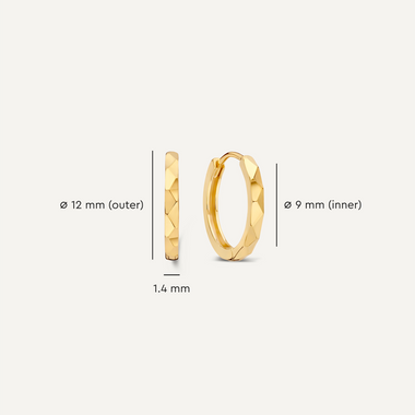 14 Karat Gold Hammered Huggie Hoops (12 mm) - 5