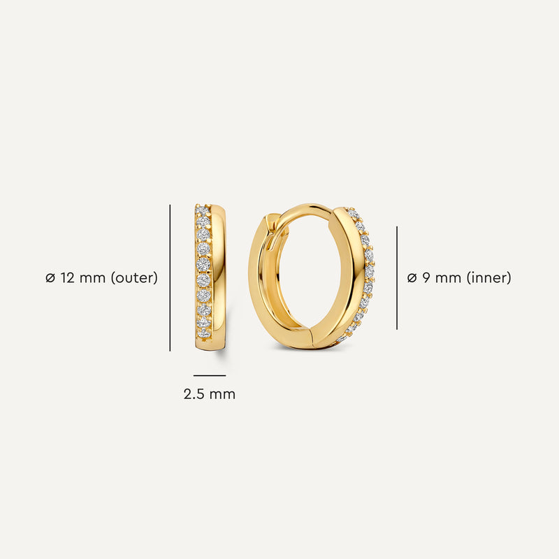 Cubic Zirconia Stacked Huggie Hoops (12 mm)