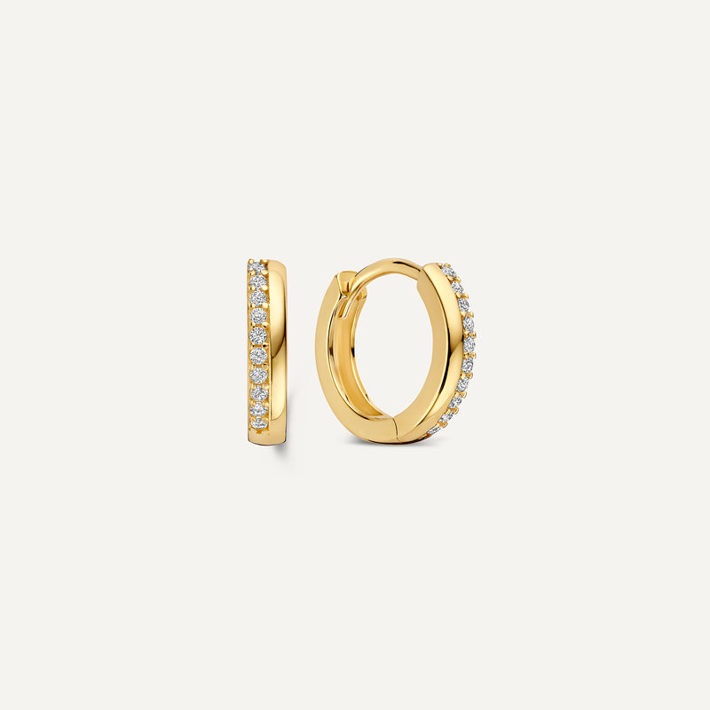 Cubic Zirconia Stacked Huggie Hoops (12 mm)