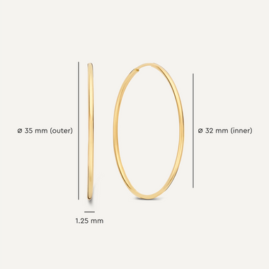 585er Gold Endless Hoops (35 mm) - 5