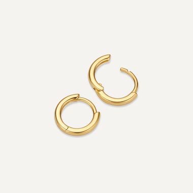 14 Karat Gold Round Edge Small Huggie Hoops (10 mm) - 4