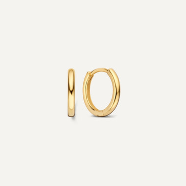 14 Karat Gold Round Edge Huggie Hoops (12 mm) - 1