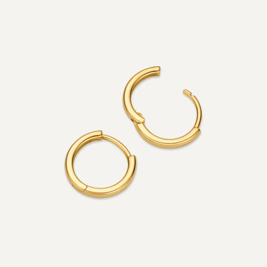 14 Karat Gold Round Edge Huggie Hoops (12 mm) - 4