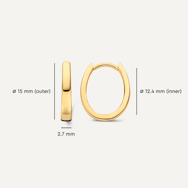 Oval Tapered Small Hoops (15 mm)