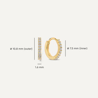585er Gold Chaton Set Cubic Zirconia Small Huggie Hoops (10.8 mm) - 5