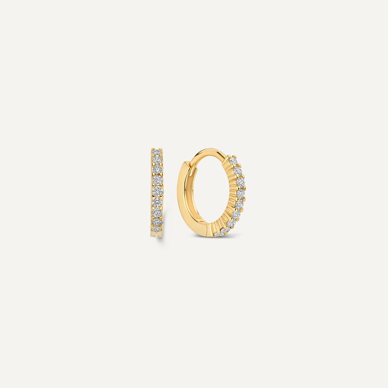 Chaton Set Cubic Zirconia Small Huggie Hoops (10.8 mm)