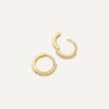 585er Gold Chaton Set Cubic Zirconia Small Huggie Hoops (10.8 mm) - 4