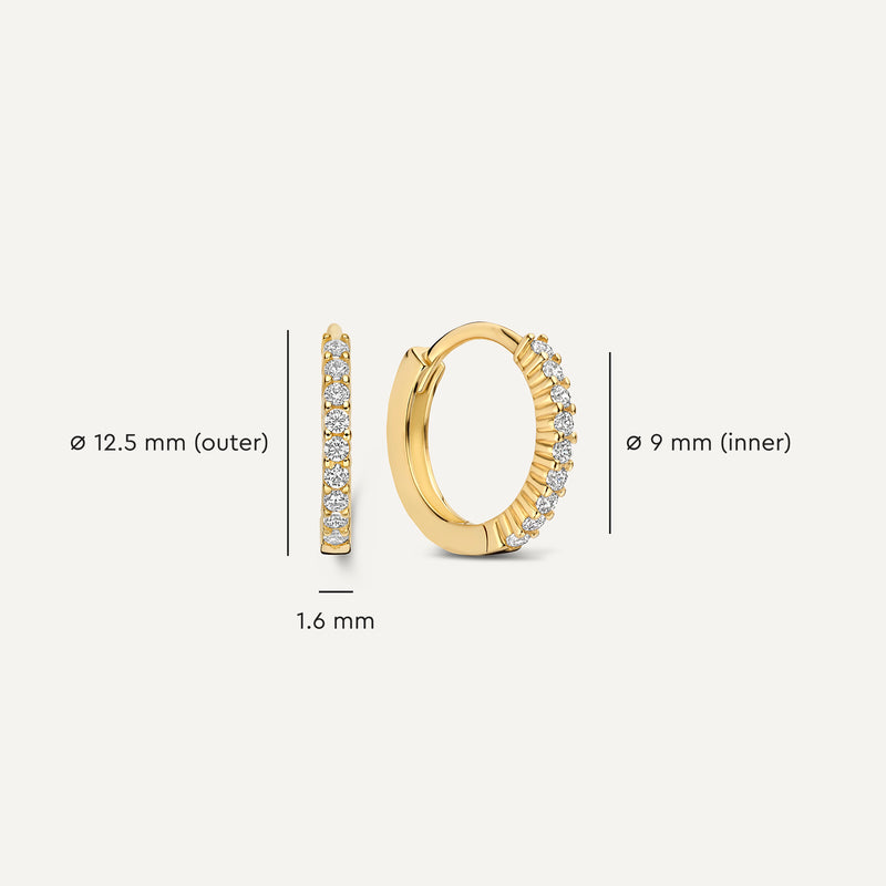 Chaton Set Cubic Zirconia Huggie Hoops (12.5 mm)