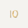 14 Karat Gold Chaton Set Cubic Zirconia Huggie Hoops (12.5 mm) - 1