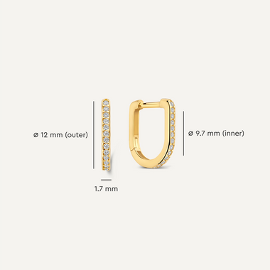 14 Karat Gold Pavé Cubic Zirconia Huggie U Hoops (12mm) - 6