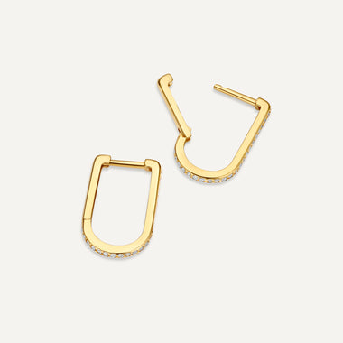 14 Karat Gold Pavé Cubic Zirconia Medium U Hoops (18mm) - 4