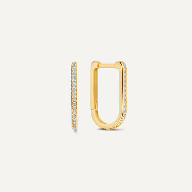 14 Karat Gold Pavé Cubic Zirconia Medium U Hoops (18mm) - 1