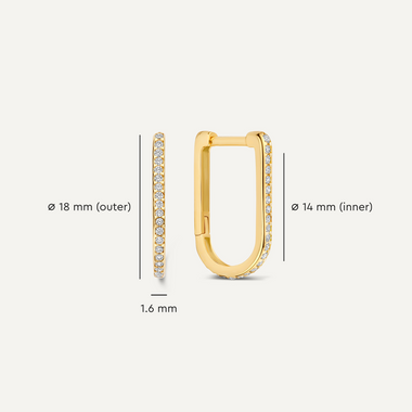 14 Karat Gold Pavé Cubic Zirconia Medium U Hoops (18mm) - 6
