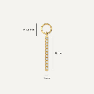 14 Karat Gold Pavé Cubic Zirconia Bar Hoop Charm - 6