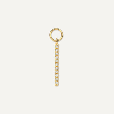 14 Karat Gold Pavé Cubic Zirconia Bar Hoop Charm - 1