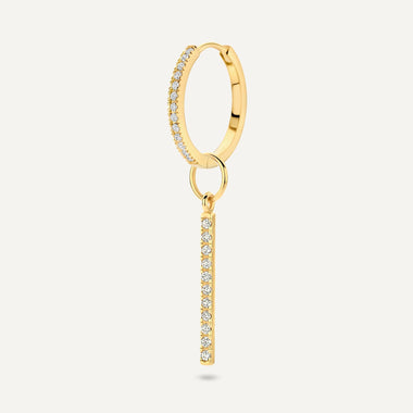 14 Karat Gold Pavé Cubic Zirconia Bar Hoop Charm - 6