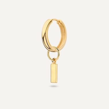 14 Karat Gold Bold Bar Hoop Charm - 4