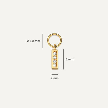 14 Karat Gold Pavé Cubic Zirconia Bold Bar Hoop Charm - 6