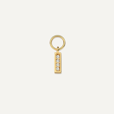 14 Karat Gold Pavé Cubic Zirconia Bold Bar Hoop Charm - 1