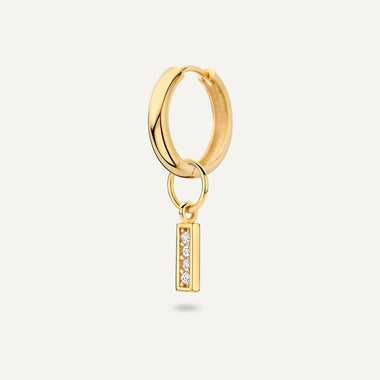 14 Karat Gold Pavé Cubic Zirconia Bold Bar Hoop Charm - 4