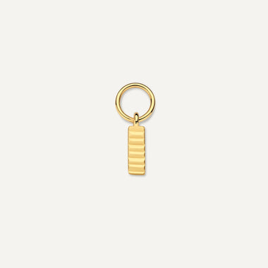 14 Karat Gold Bold Diamond Cut Bar Hoop Charm - 1