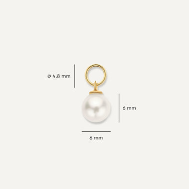 14 Karat Gold Pearl Hoop Charm - 7