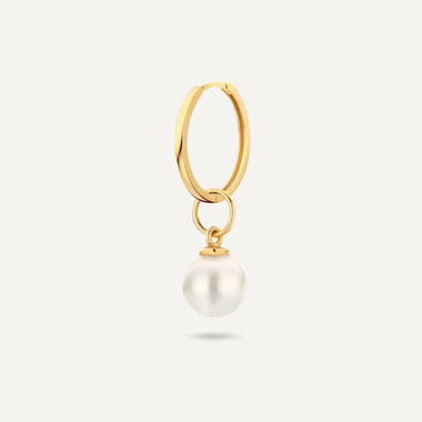 14 Karat Gold Pearl Zirconia Hoop Charms Set - 9