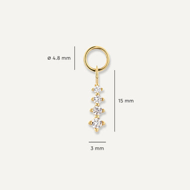 14 Karat Gold Cubic Zirconia Icicle Hoop Charm - 7