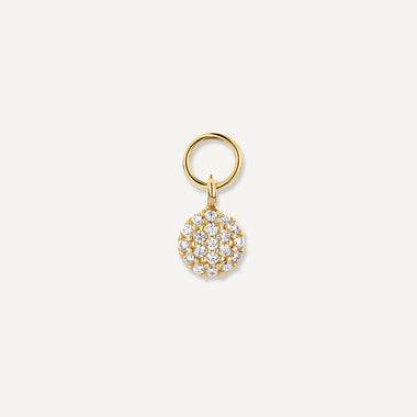 14 Karat Gold Pavé Cubic Zirconia Round Hoop Charm - 1