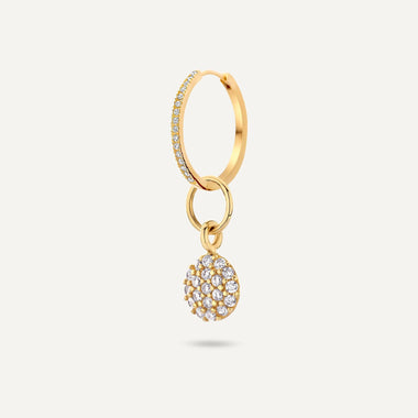 14 Karat Gold Pavé Cubic Zirconia Round Hoop Charm - 4