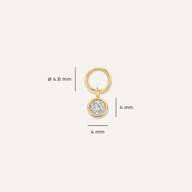 14 Karat Gold Bezel Set Cubic Zirconia Hoop Charm - 7