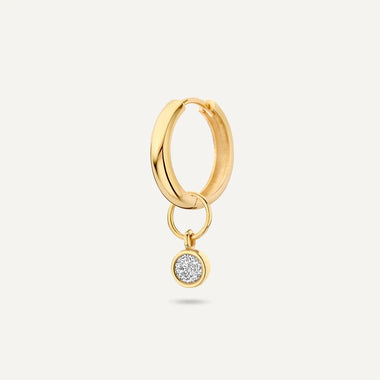 14 Karat Gold Pearl Zirconia Hoop Charms Set - 12