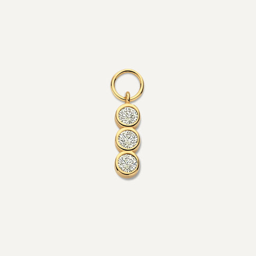14 Karat Gold Threefold Bezel Set Cubic Zirconia Hoop Charm
