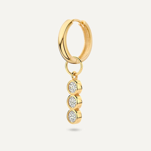14 Karat Gold Threefold Bezel Set Cubic Zirconia Hoop Charm