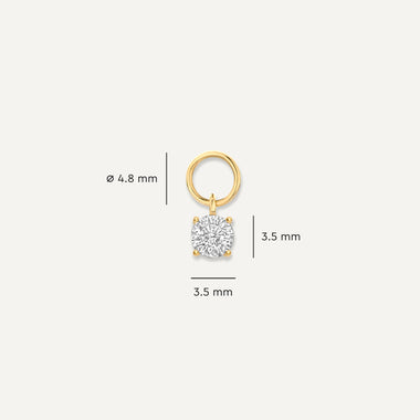 Or 14 Carats Charm Créole Rond Zircon - 7