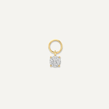 14 Karat Gold Round Cut Cubic Zirconia Hoop Charm - 1