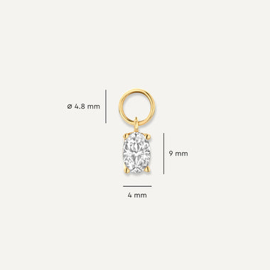 14 Karat Gold Oval Cut Cubic Zirconia Hoop Charm - 7