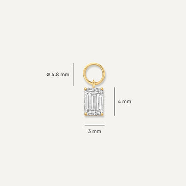 14 Karaat Goud Emerald Cut Zirkonia Oorbel Bedel - 9