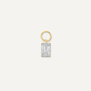 14 Karaat Goud Emerald Cut Zirkonia Oorbel Bedel - 1