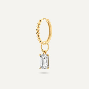 14 Karaat Goud Emerald Cut Zirkonia Oorbel Bedel - 6