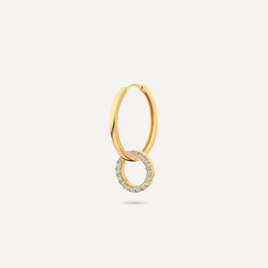 585er Gold Solo Pavé Zirkonia Open Halo Ohrring-Einhänger - 5