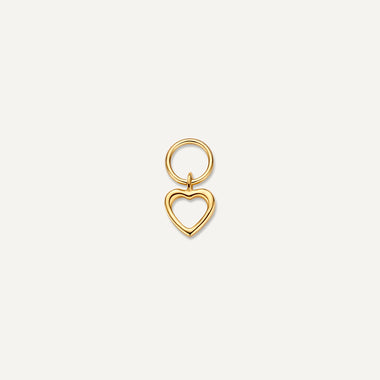 14 Karat Gold Open Heart Hoop Charm - 1