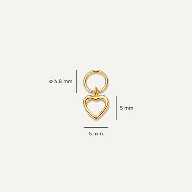 14 Karat Gold Open Heart Hoop Charm - 5