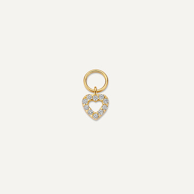 14 Karat Guld Pavé Zirkonia Åbent Hjerte Øreringvedhæng - 1